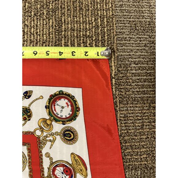 Hermes Scarf Womens Silk Square Geometric Watch Chain Print 35x35 France - Picture 3 of 6
